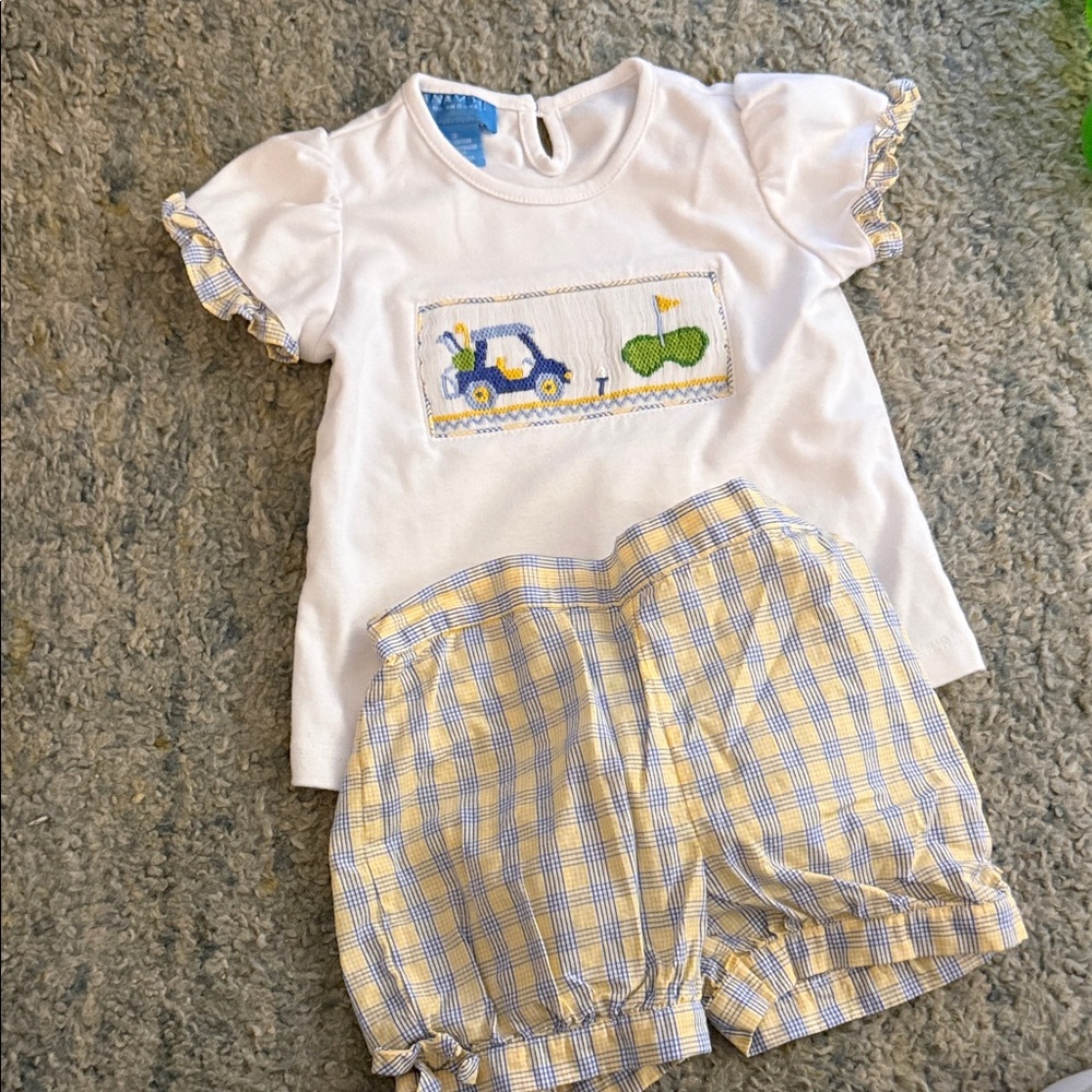 Charming White and Yellow golf cart Kids Set